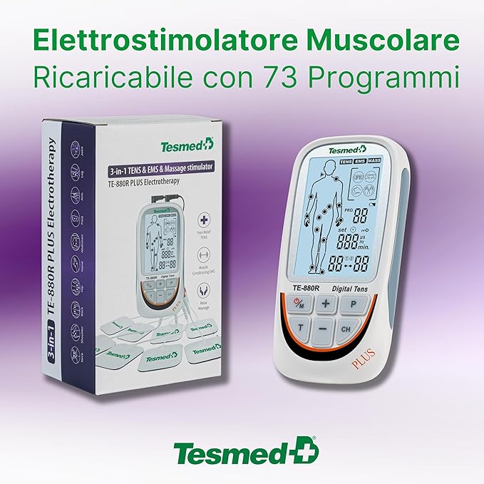 elettrostimolatore muscolare ricaricabile con 73 programmi