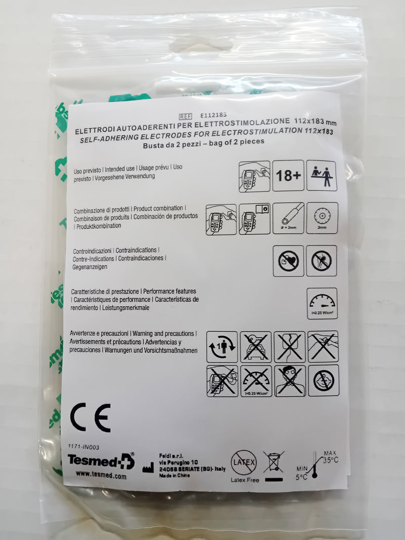 busta contenente elettrodi tesmed shoulder e foglio illustrativo